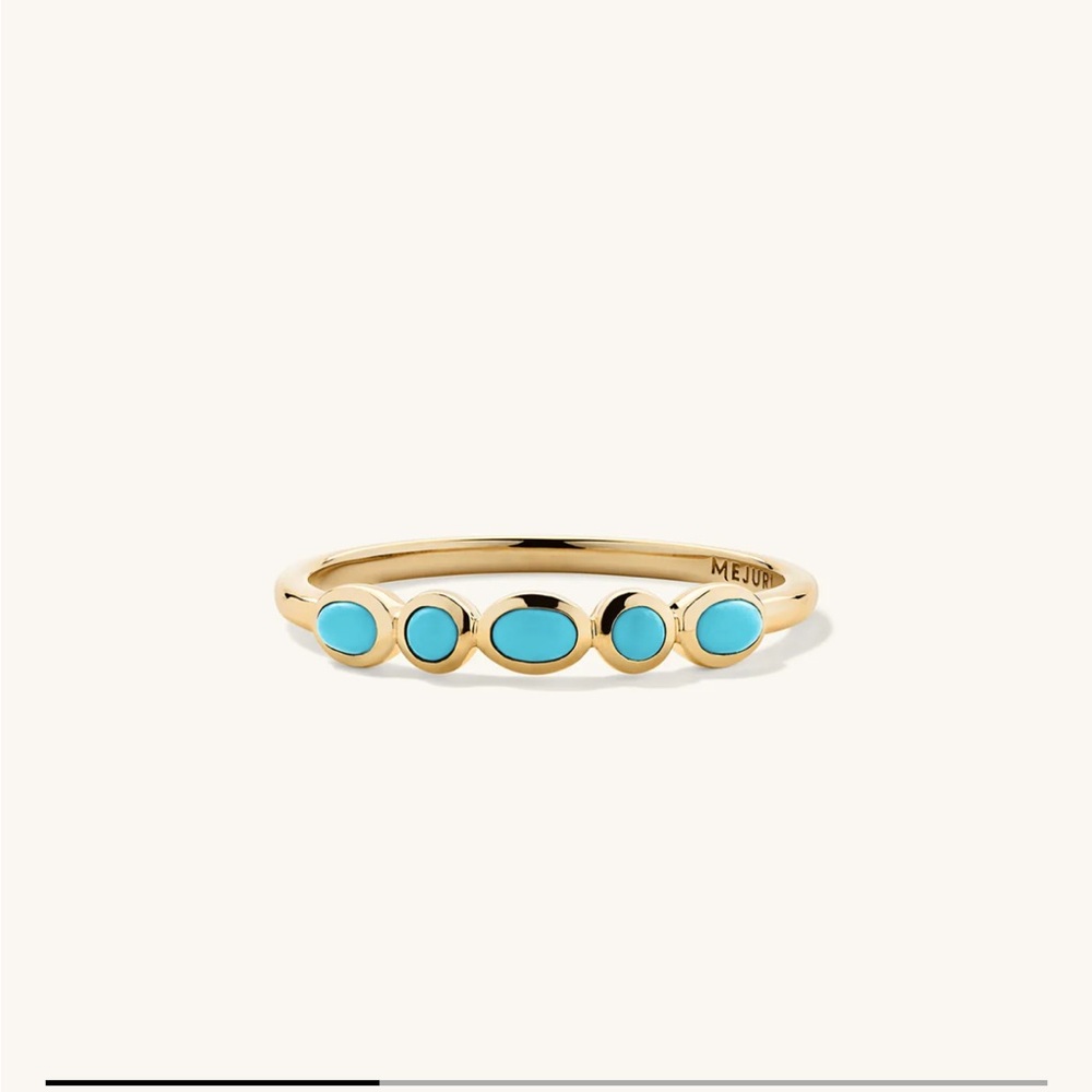 Mejuri Bezel Turquoise Half Eternity Ring size 7